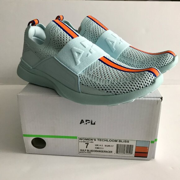 APL TechLoom Bliss Sneakers - Gulf Blue / Orange Racer - Women’s Size 7 - Picture 6 of 8